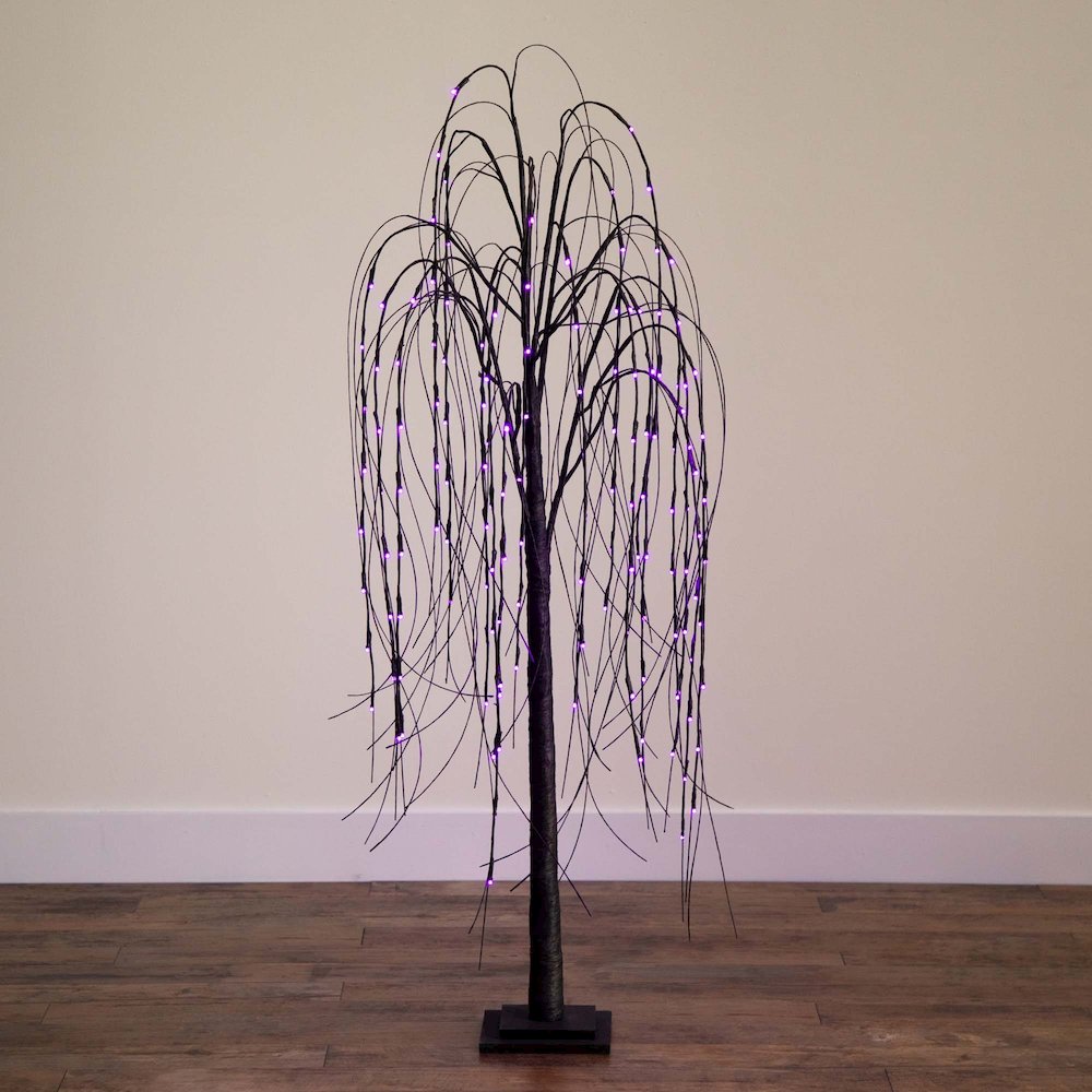 5ft. Pre-Lit Halloween Black Willow Artificial Fall Tree with 144 Orange