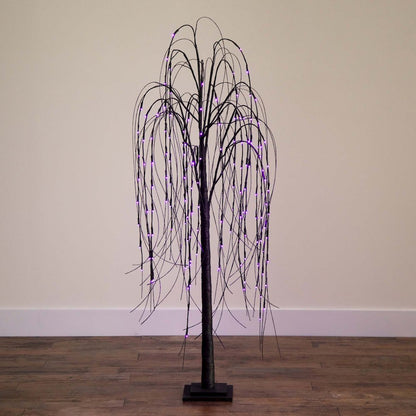 5ft. Pre-Lit Halloween Black Willow Artificial Fall Tree with 144 Orange