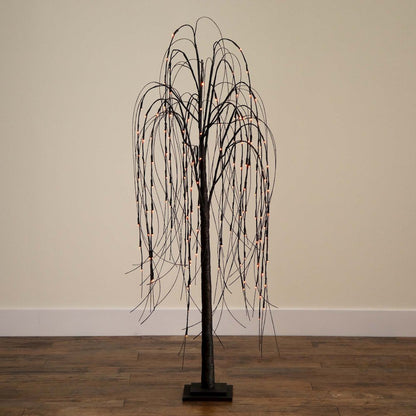 5ft. Pre-Lit Halloween Black Willow Artificial Fall Tree with 144 Orange