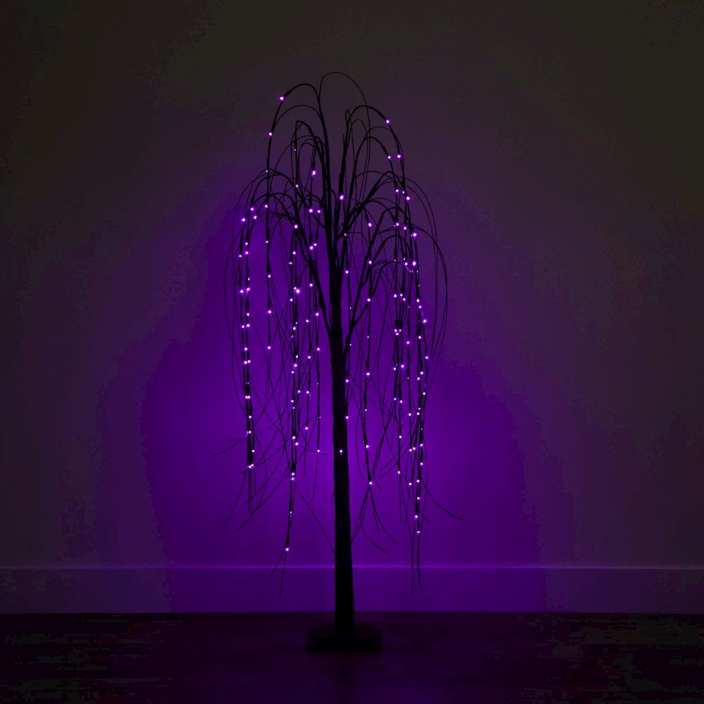 5ft. Pre-Lit Halloween Black Willow Artificial Fall Tree with 144 Orange