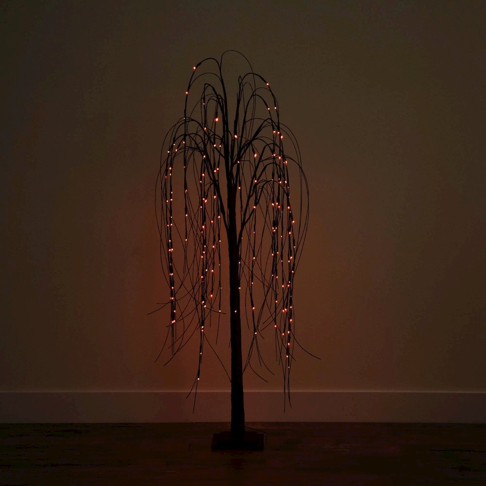5ft. Pre-Lit Halloween Black Willow Artificial Fall Tree with 144 Orange