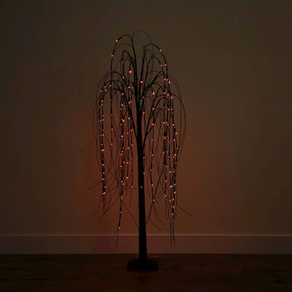 5ft. Pre-Lit Halloween Black Willow Artificial Fall Tree with 144 Orange