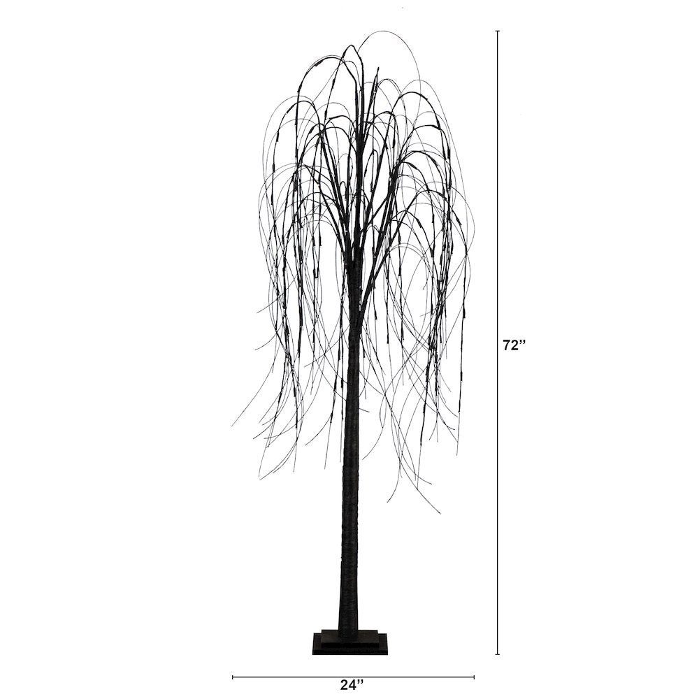 6ft. Pre-Lit Halloween Black Willow Artificial Fall Tree with 160 Orange