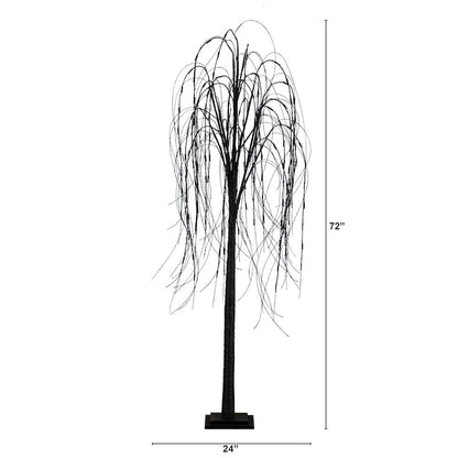6ft. Pre-Lit Halloween Black Willow Artificial Fall Tree with 160 Orange