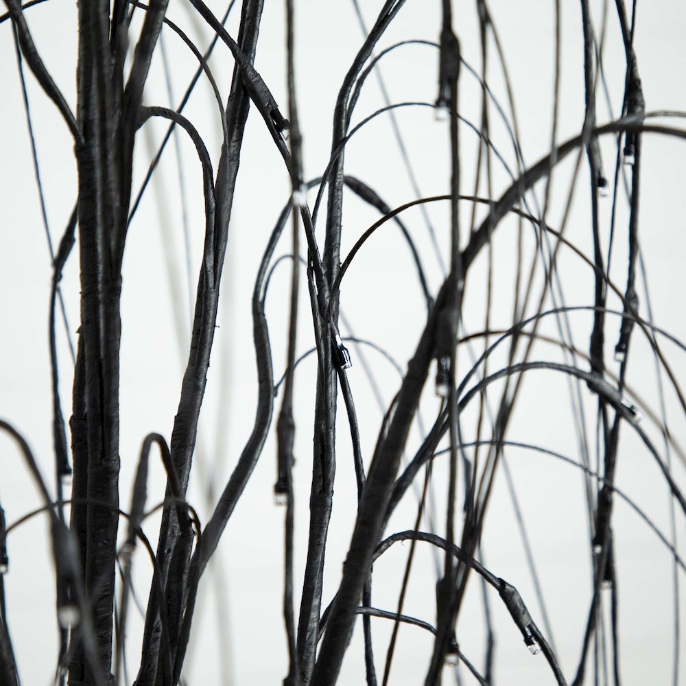 6ft. Pre-Lit Halloween Black Willow Artificial Fall Tree with 160 Orange