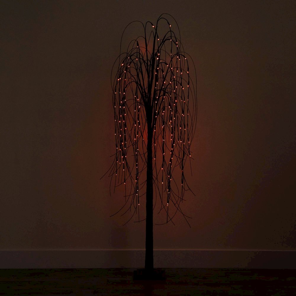 6ft. Pre-Lit Halloween Black Willow Artificial Fall Tree with 160 Orange
