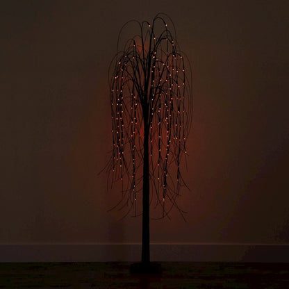 6ft. Pre-Lit Halloween Black Willow Artificial Fall Tree with 160 Orange