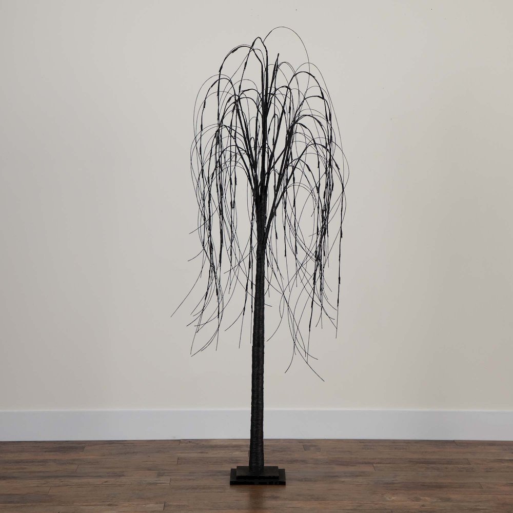 6ft. Pre-Lit Halloween Black Willow Artificial Fall Tree with 160 Orange