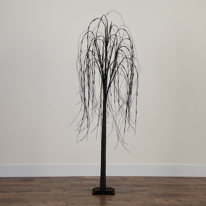 6ft. Pre-Lit Halloween Black Willow Artificial Fall Tree with 160 Orange