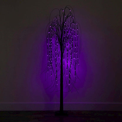 6ft. Pre-Lit Halloween Black Willow Artificial Fall Tree with 160 Orange