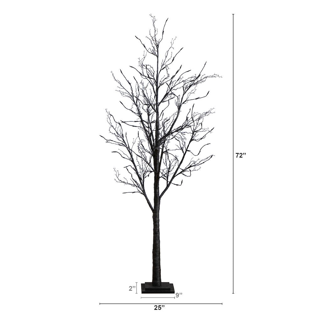 6ft. Pre-Lit Halloween Black Twig Artificial Fall Tree with 300 Orange