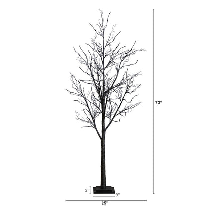 6ft. Pre-Lit Halloween Black Twig Artificial Fall Tree with 300 Orange