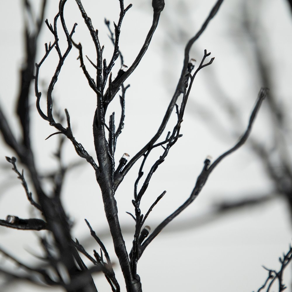 6ft. Pre-Lit Halloween Black Twig Artificial Fall Tree with 300 Orange