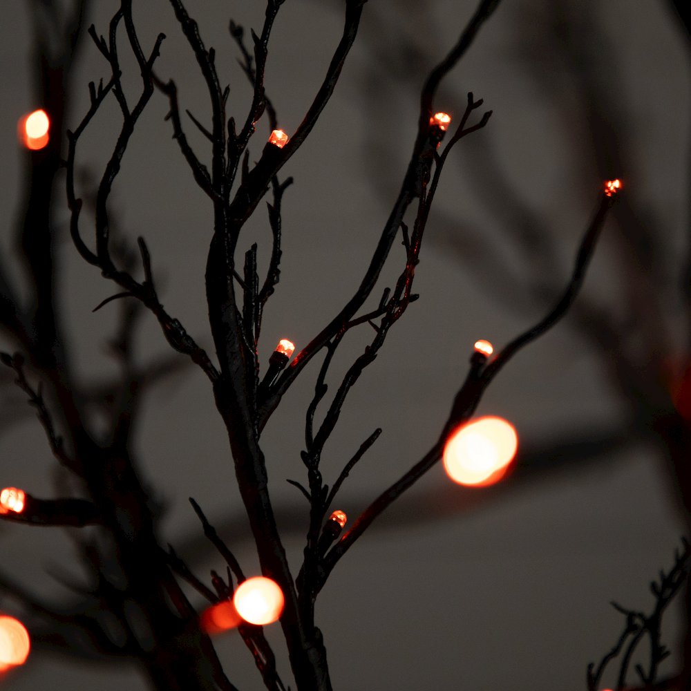 6ft. Pre-Lit Halloween Black Twig Artificial Fall Tree with 300 Orange