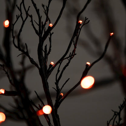 6ft. Pre-Lit Halloween Black Twig Artificial Fall Tree with 300 Orange