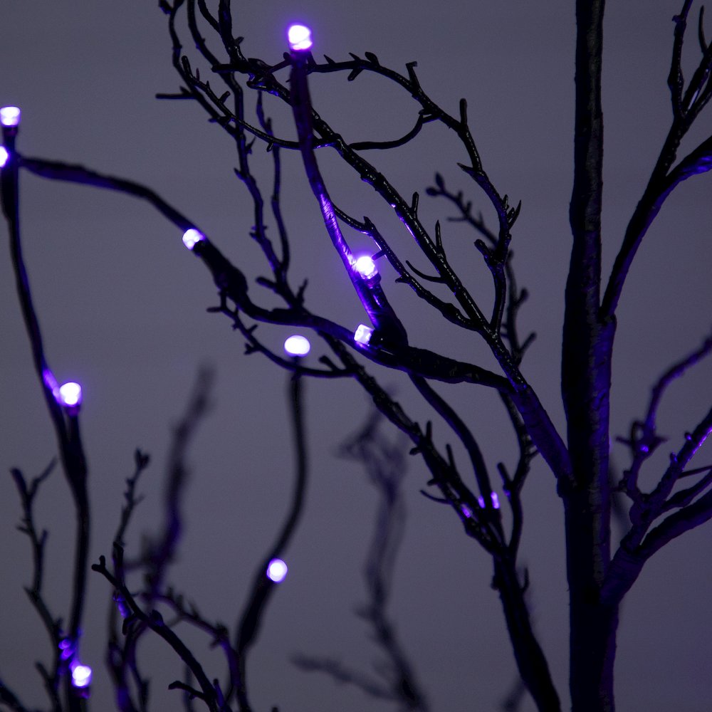 6ft. Pre-Lit Halloween Black Twig Artificial Fall Tree with 300 Orange