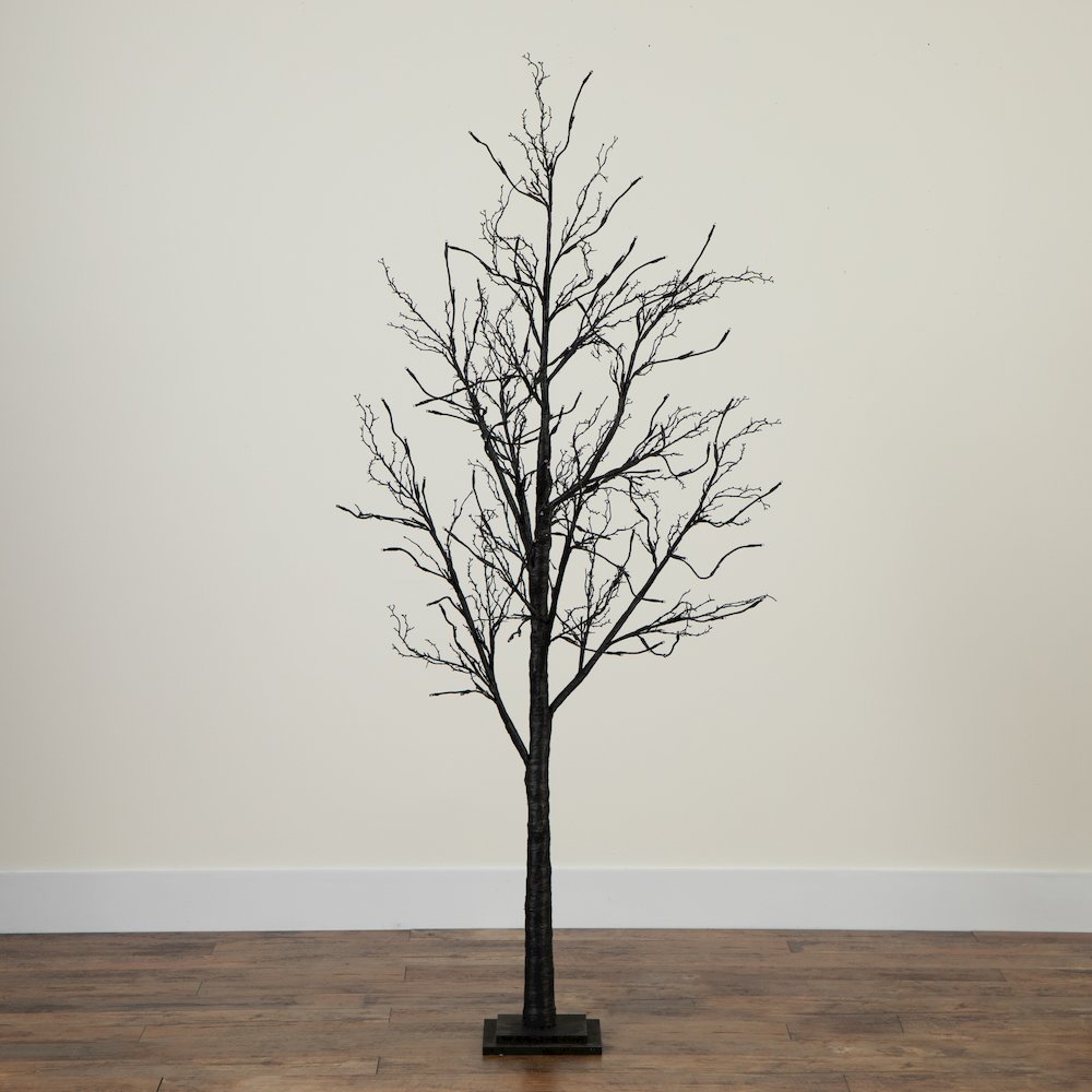 6ft. Pre-Lit Halloween Black Twig Artificial Fall Tree with 300 Orange