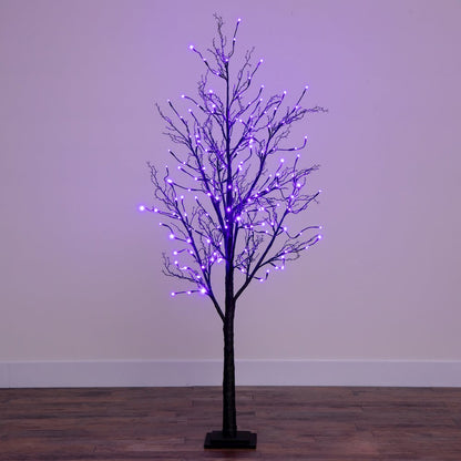 6ft. Pre-Lit Halloween Black Twig Artificial Fall Tree with 300 Orange