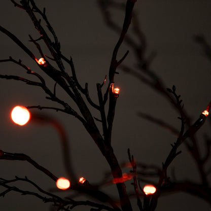 5ft. Pre-Lit Halloween Deluxe Black Twig Artificial Fall Tree with 102 Orange