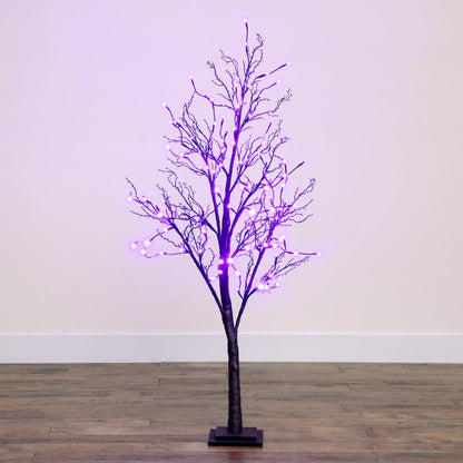 5ft. Pre-Lit Halloween Deluxe Black Twig Artificial Fall Tree with 102 Orange
