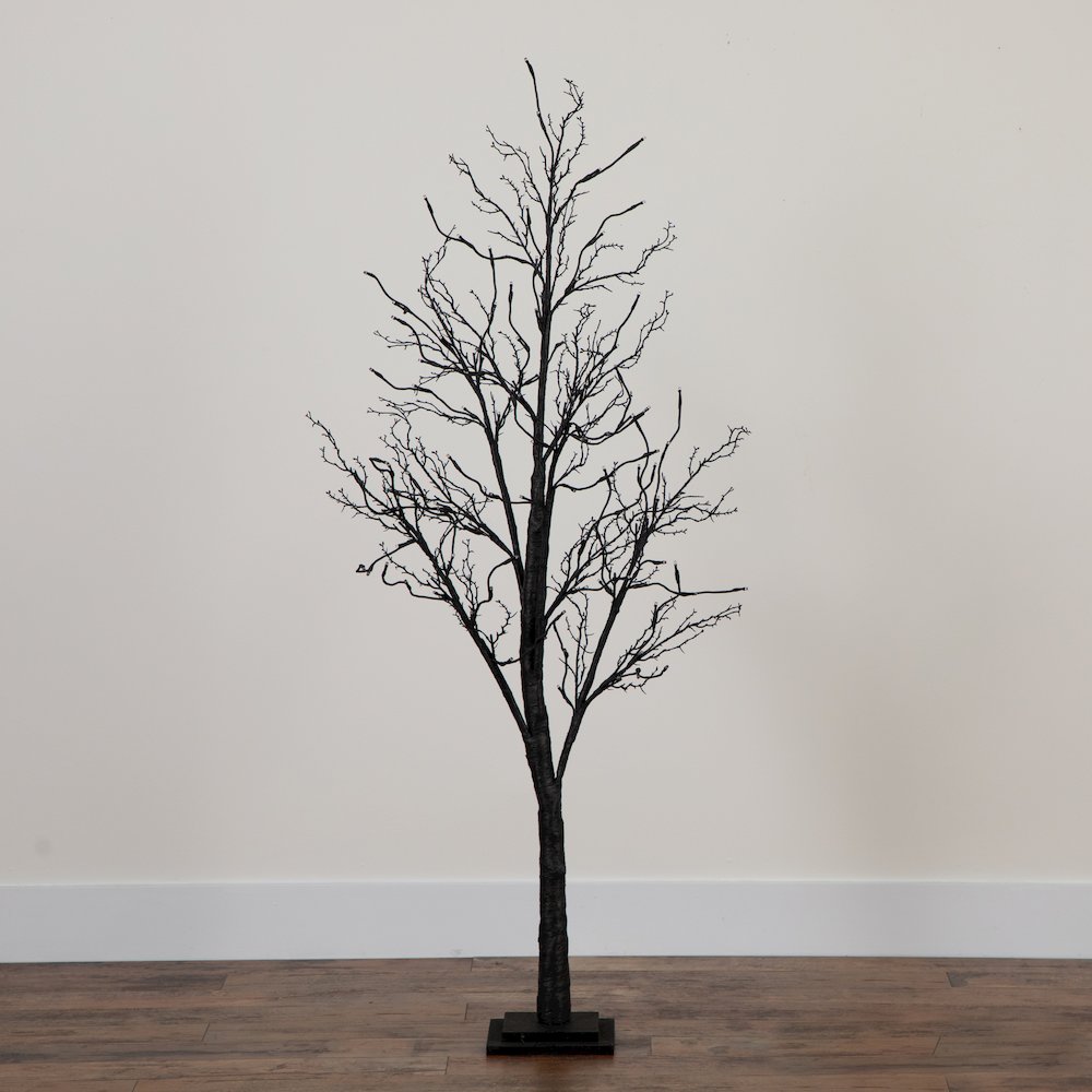 5ft. Pre-Lit Halloween Deluxe Black Twig Artificial Fall Tree with 102 Orange