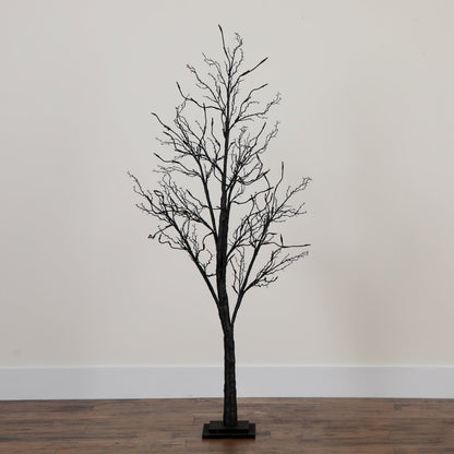 5ft. Pre-Lit Halloween Deluxe Black Twig Artificial Fall Tree with 102 Orange