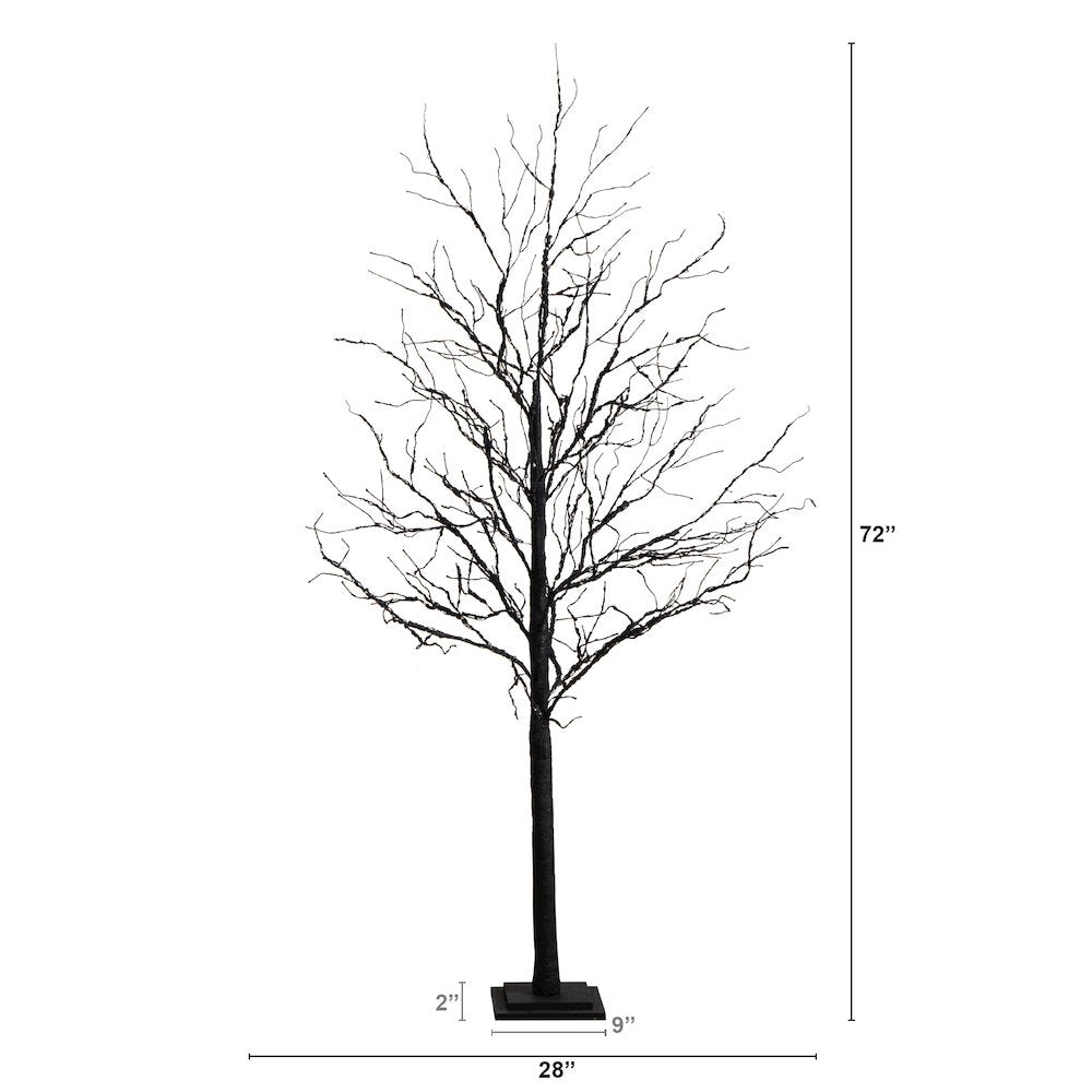 6ft. Pre-Lit Halloween Deluxe Black Twig Artificial Fall Tree with 156 Orange