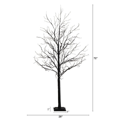 6ft. Pre-Lit Halloween Deluxe Black Twig Artificial Fall Tree with 156 Orange