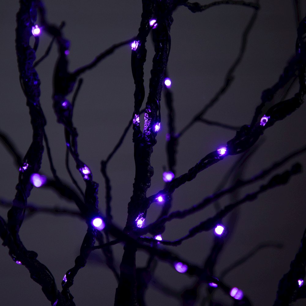 6ft. Pre-Lit Halloween Deluxe Black Twig Artificial Fall Tree with 156 Orange