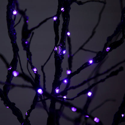 6ft. Pre-Lit Halloween Deluxe Black Twig Artificial Fall Tree with 156 Orange