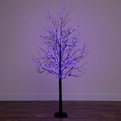 6ft. Pre-Lit Halloween Deluxe Black Twig Artificial Fall Tree with 156 Orange