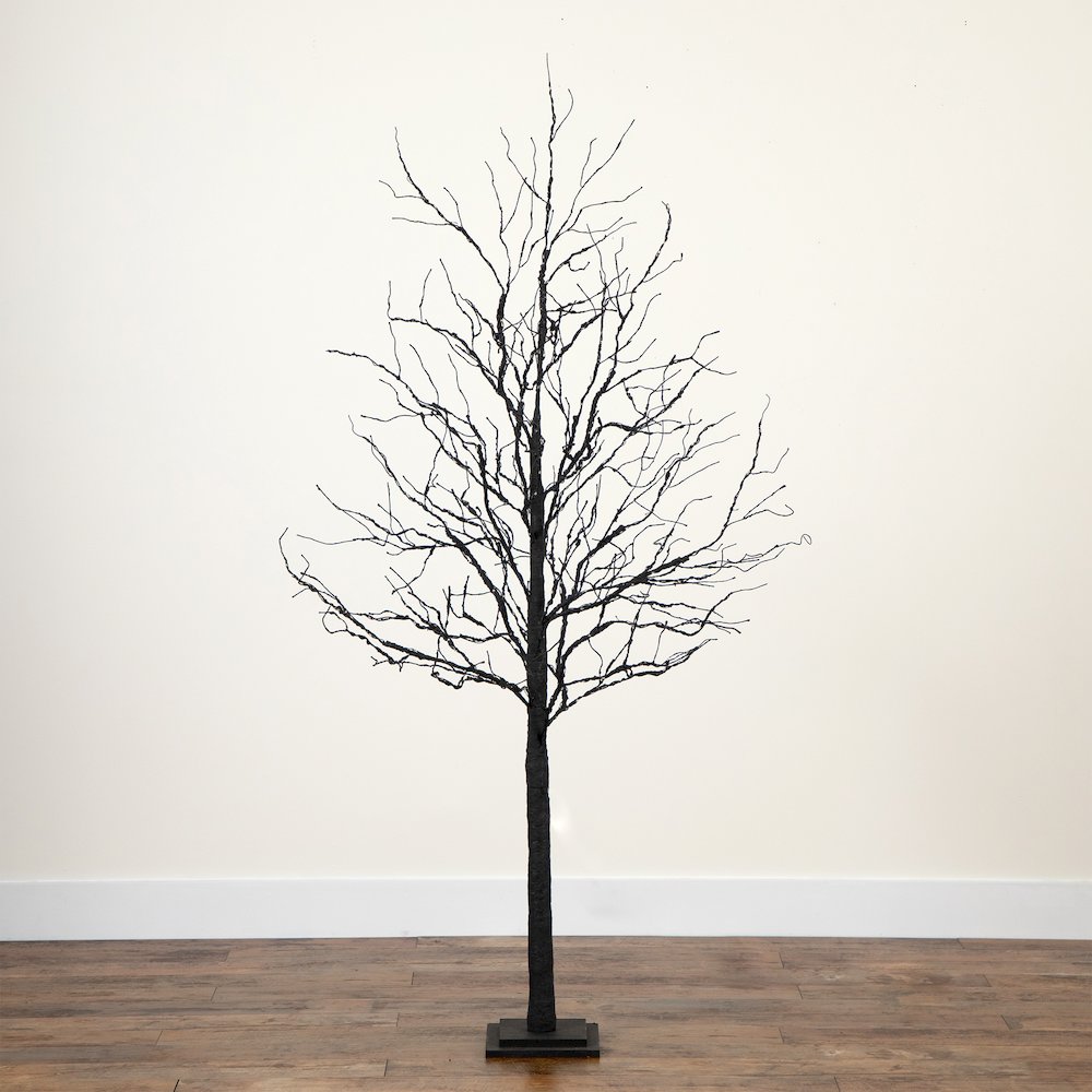 6ft. Pre-Lit Halloween Deluxe Black Twig Artificial Fall Tree with 156 Orange