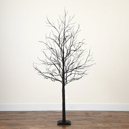 6ft. Pre-Lit Halloween Deluxe Black Twig Artificial Fall Tree with 156 Orange
