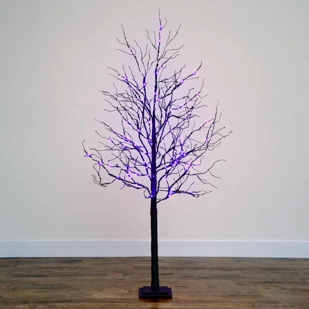 6ft. Pre-Lit Halloween Deluxe Black Twig Artificial Fall Tree with 156 Orange