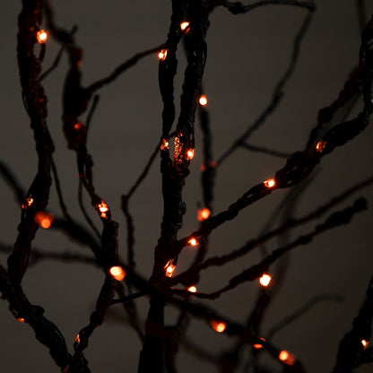 6ft. Pre-Lit Halloween Deluxe Black Twig Artificial Fall Tree with 156 Orange
