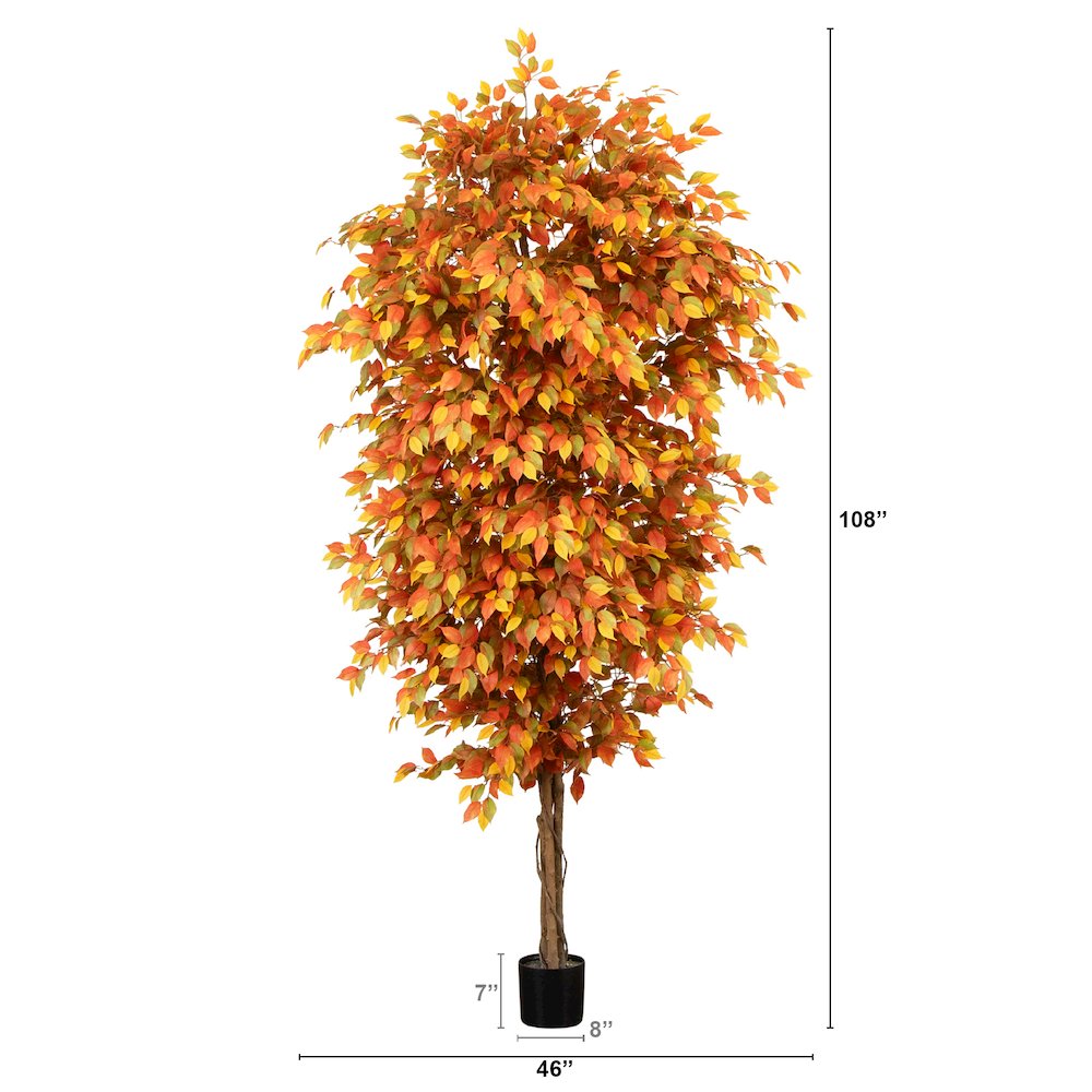 9ft. Autumn Ficus Artificial Fall Tree Bendable Branches