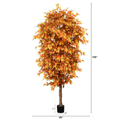 9ft. Autumn Ficus Artificial Fall Tree Bendable Branches