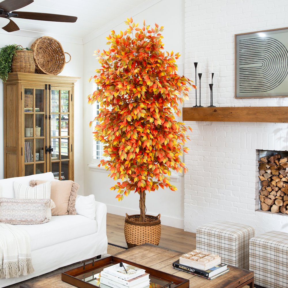 9ft. Autumn Ficus Artificial Fall Tree Bendable Branches