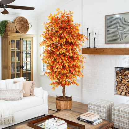 9ft. Autumn Ficus Artificial Fall Tree Bendable Branches