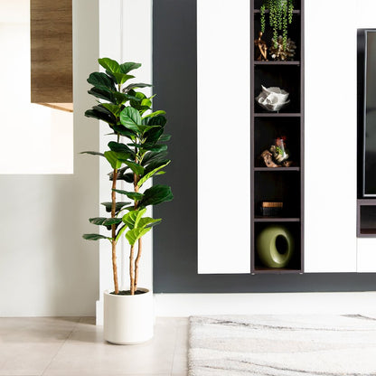 5ft. Artificial Fiddle Leaf Tree in Decorative White Planter