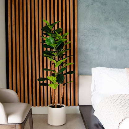 5ft. Artificial Fiddle Leaf Tree in Decorative White Planter