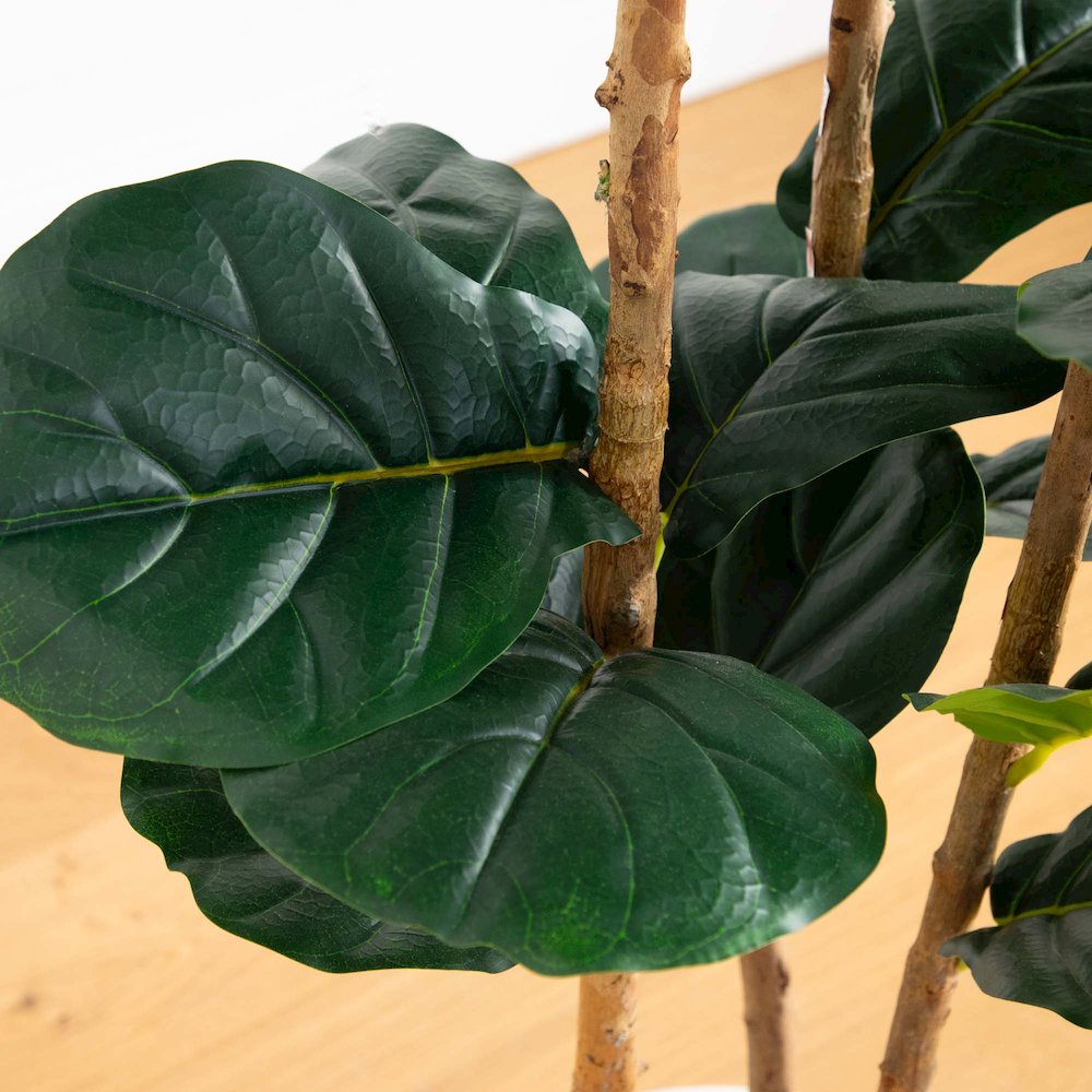 5ft. Artificial Fiddle Leaf Tree in Decorative White Planter