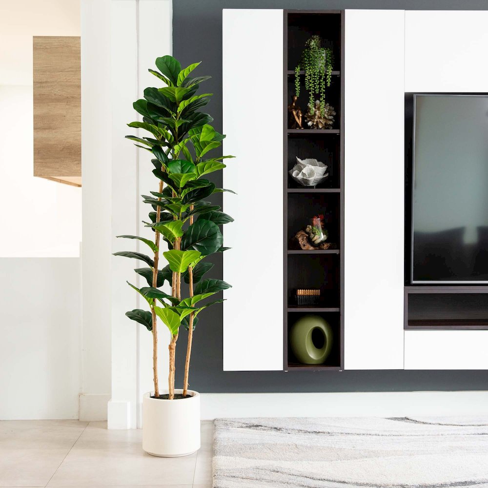 6ft. Artificial Fiddle Leaf Tree in Decorative White Planter
