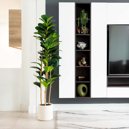6ft. Artificial Fiddle Leaf Tree in Decorative White Planter