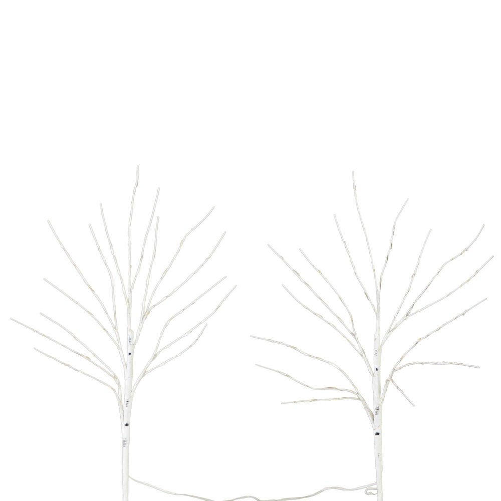 24in. Pre-Lit Artificial White Birch Branches with 80 Warm White Set of 2
