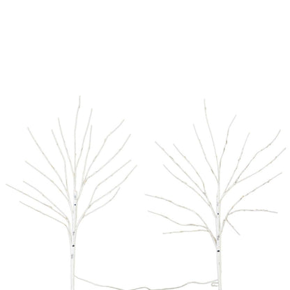 24in. Pre-Lit Artificial White Birch Branches with 80 Warm White Set of 2