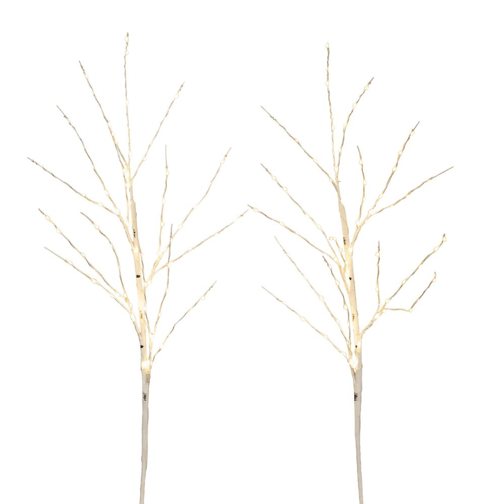 36in. Pre-Lit Artificial White Birch Branches with 150 Warm White Set of 2