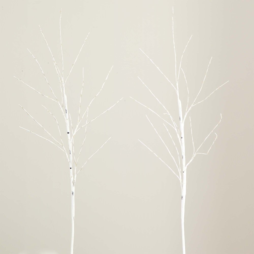 36in. Pre-Lit Artificial White Birch Branches with 150 Warm White Set of 2
