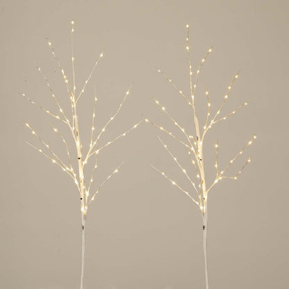 36in. Pre-Lit Artificial White Birch Branches with 150 Warm White Set of 2