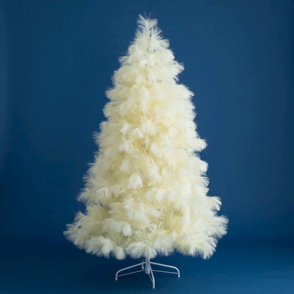 6ft. Artificial Off-White Pampas Grass Christmas Tree